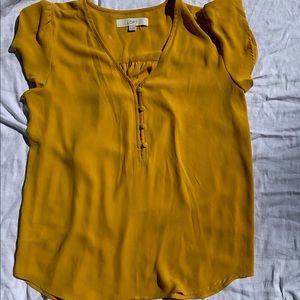 Mustard yellow Loft short sleeve blouse